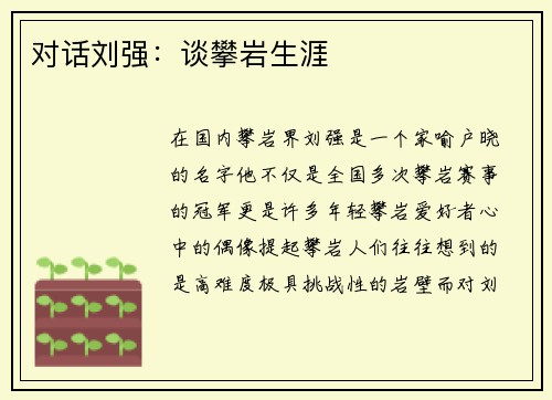 对话刘强：谈攀岩生涯